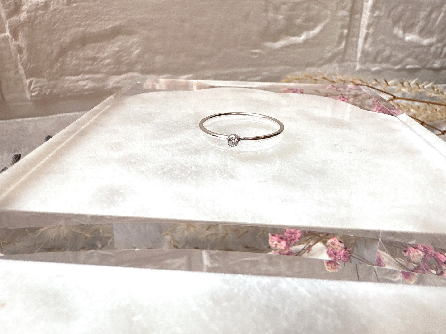Tiny Clear Cubic Zirconia Stacking Ring
