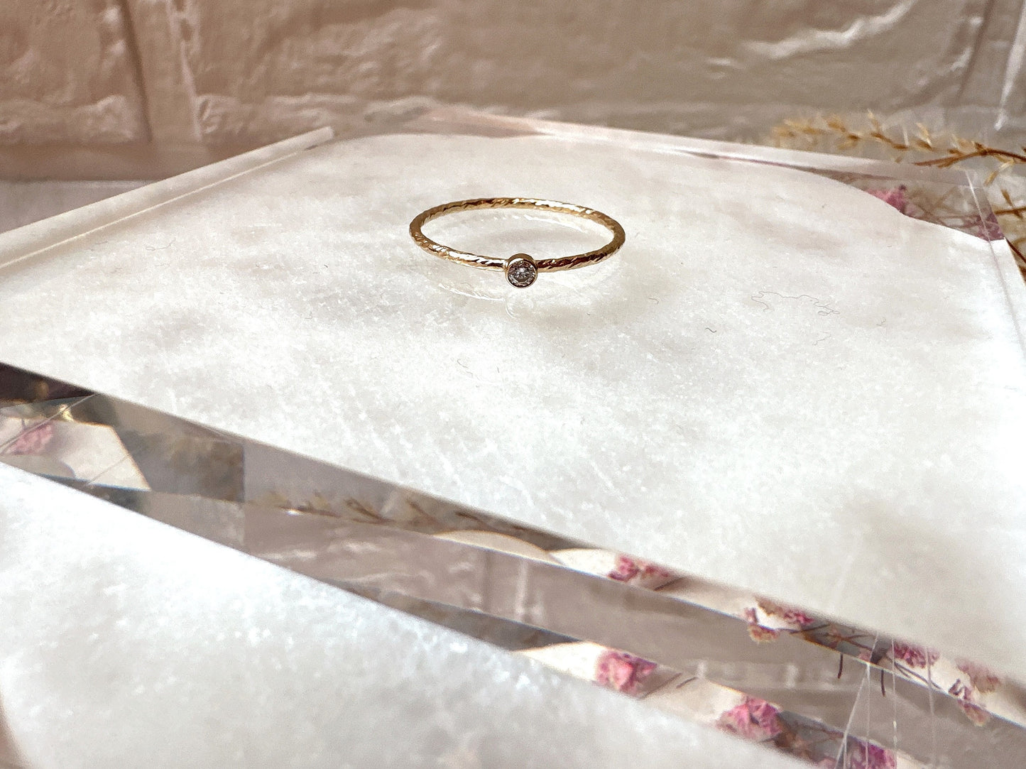 Tiny Clear Cubic Zirconia Sparkle Twist Stacking Ring
