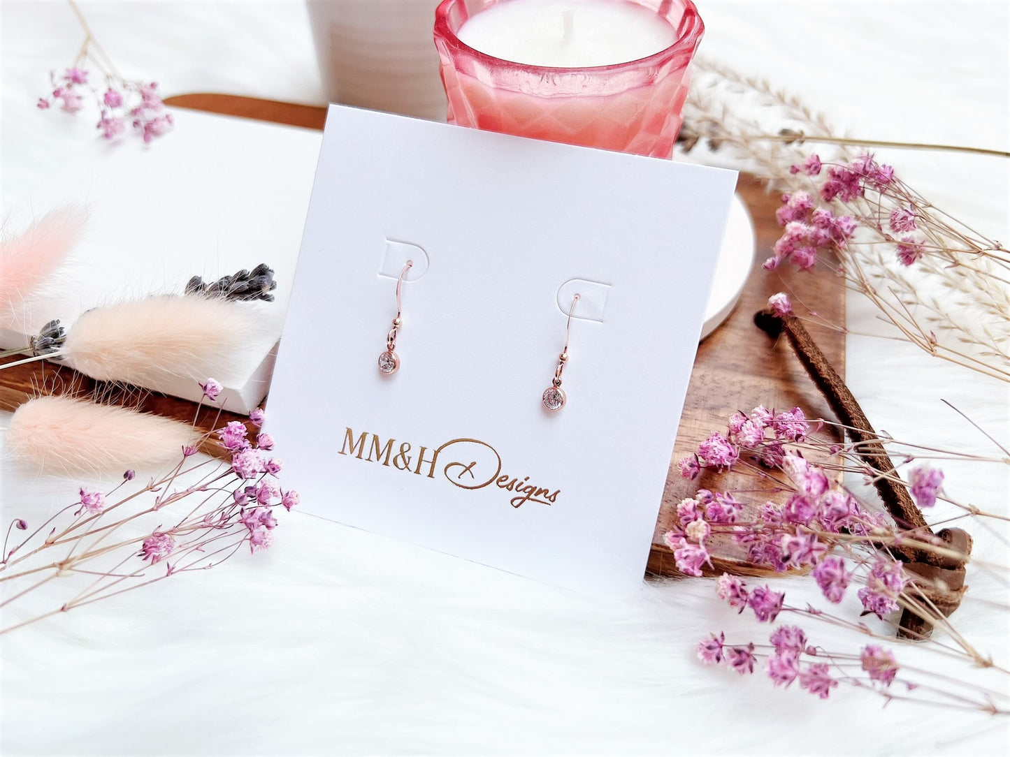 Cubic Zirconia Rose Gold Earrings