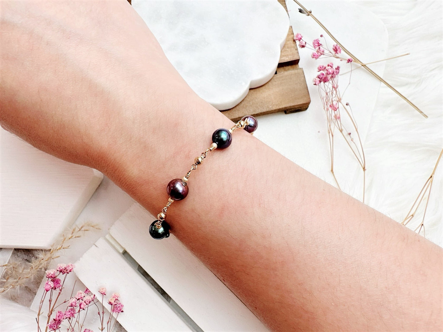 Rainbow Peacock Freshwater Pearl Bracelet