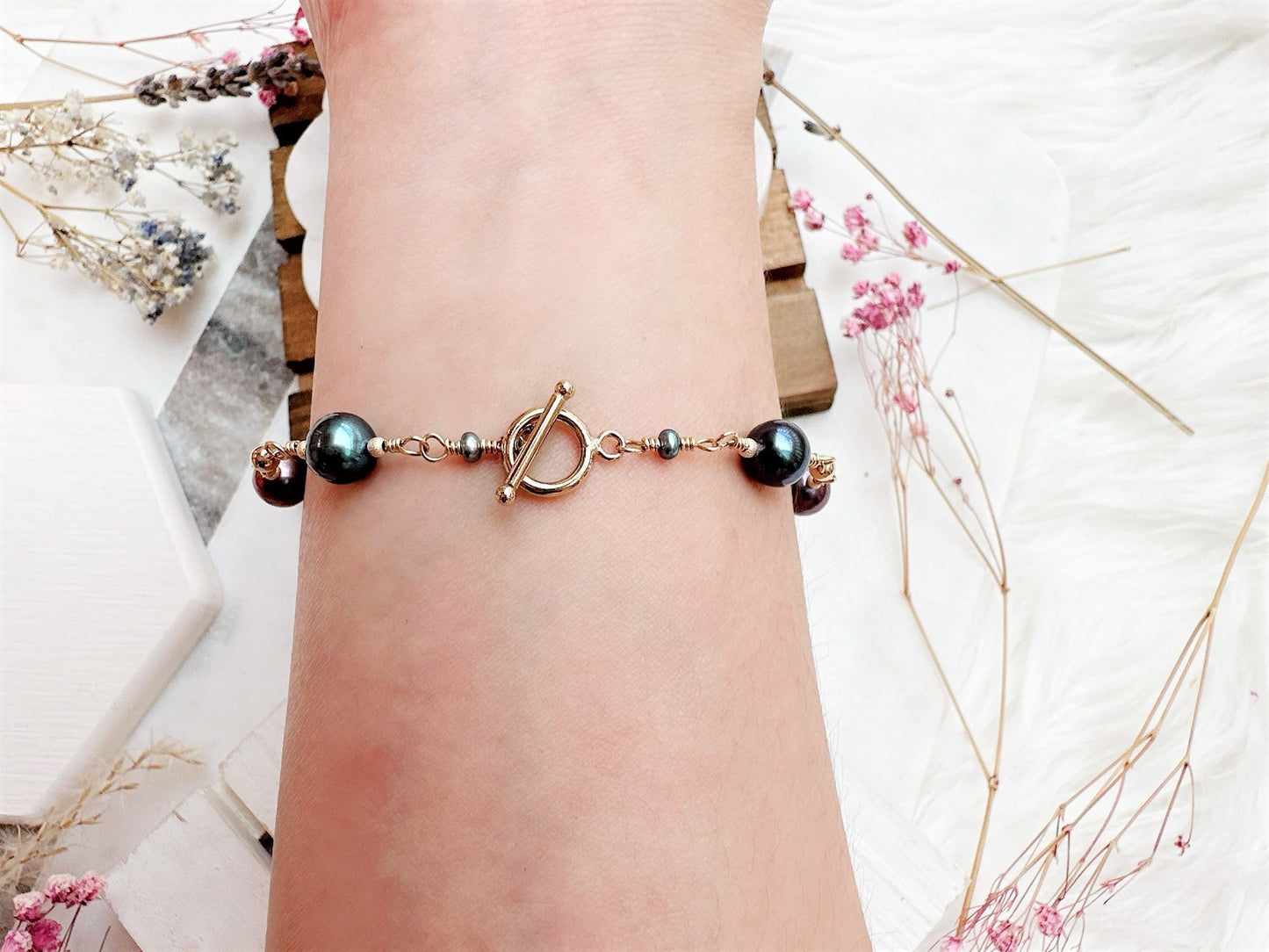 Rainbow Peacock Freshwater Pearl Bracelet