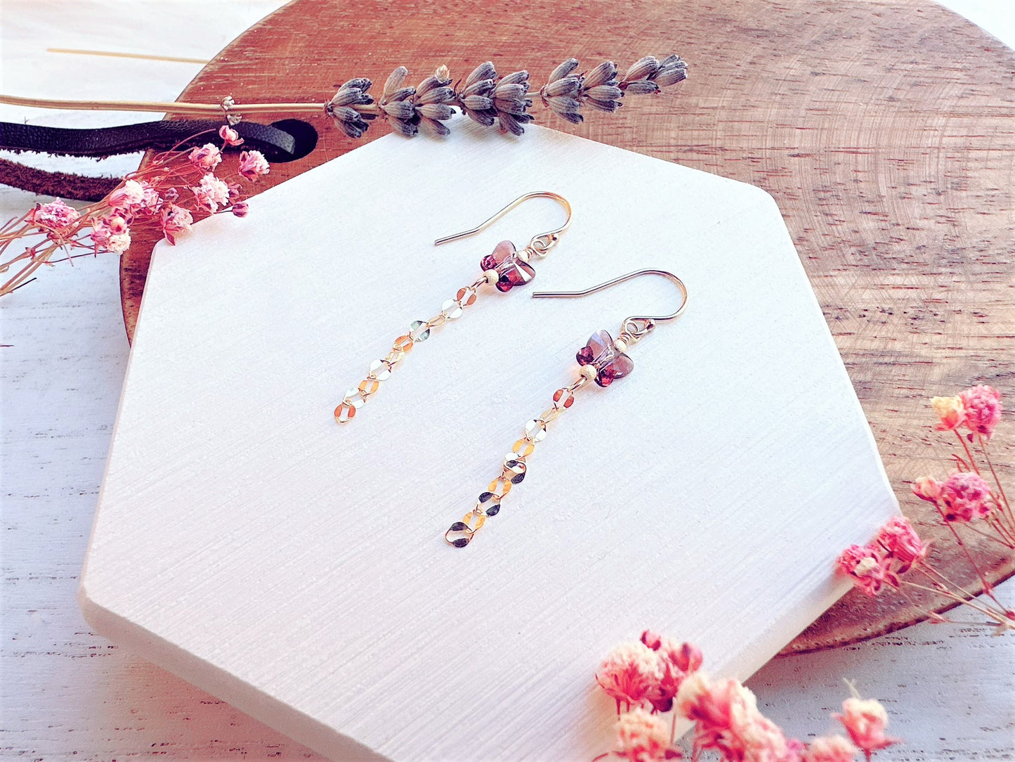 Crystal Butterfly Gold Chain Earrings