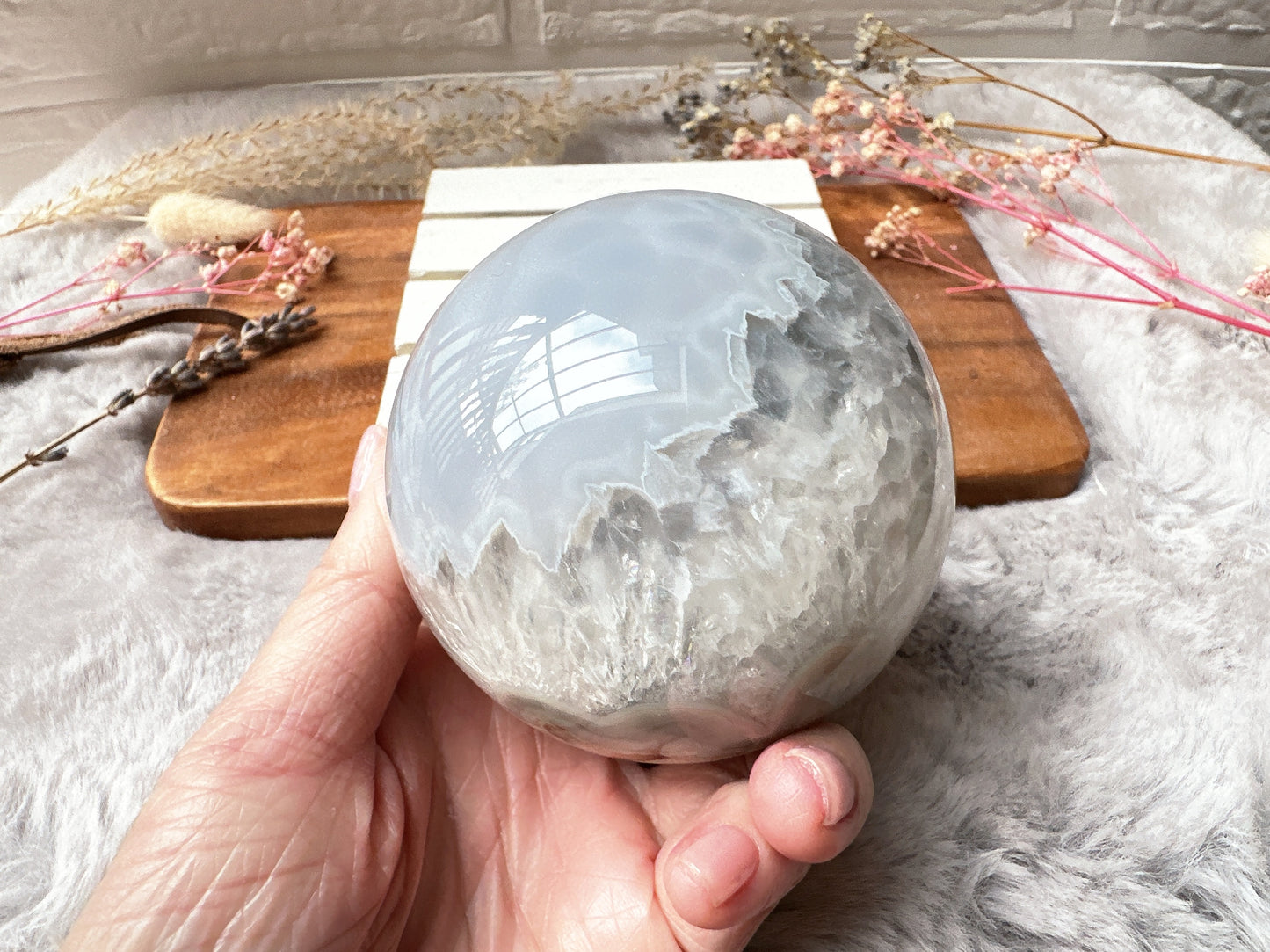Agate Sphere with Druzy