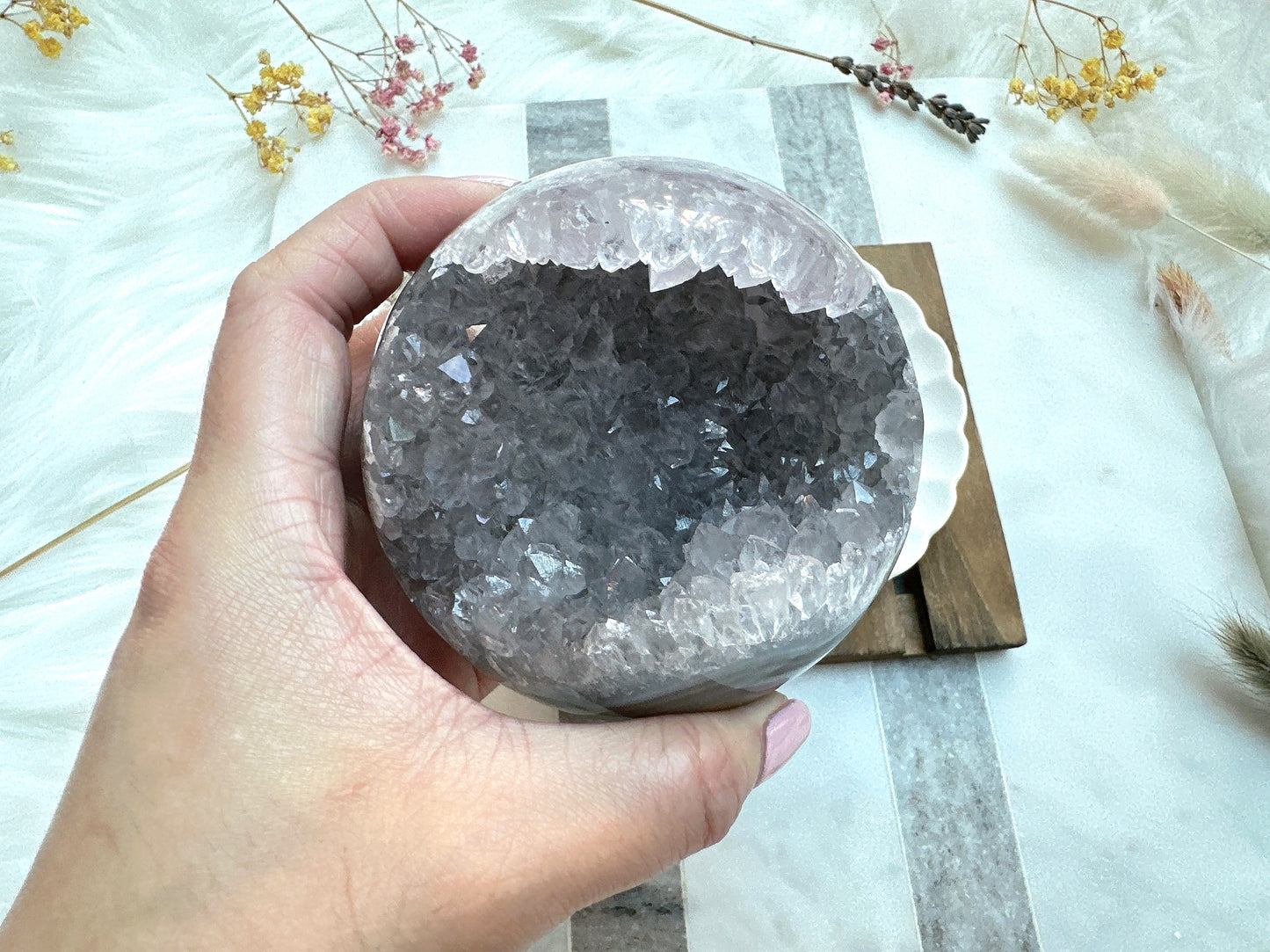Agate Sphere with Druzy