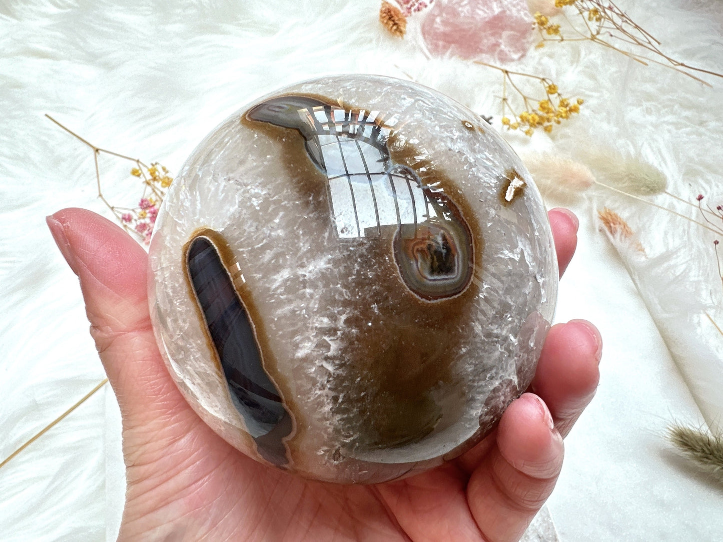 Agate Sphere with Druzy