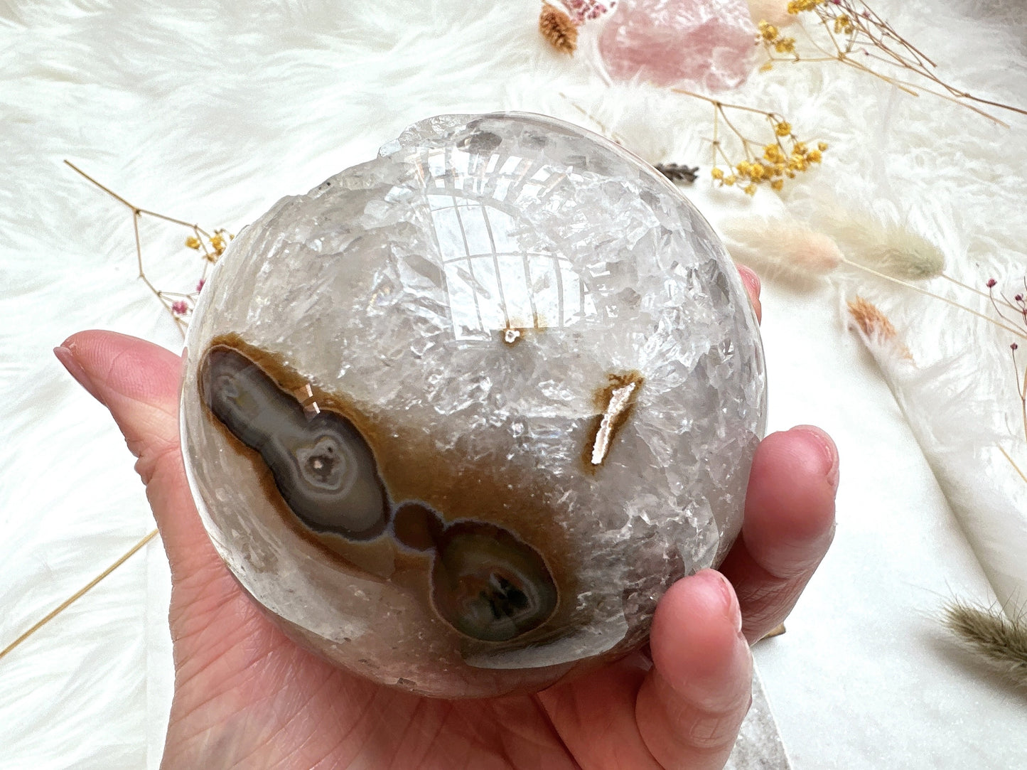 Agate Sphere with Druzy