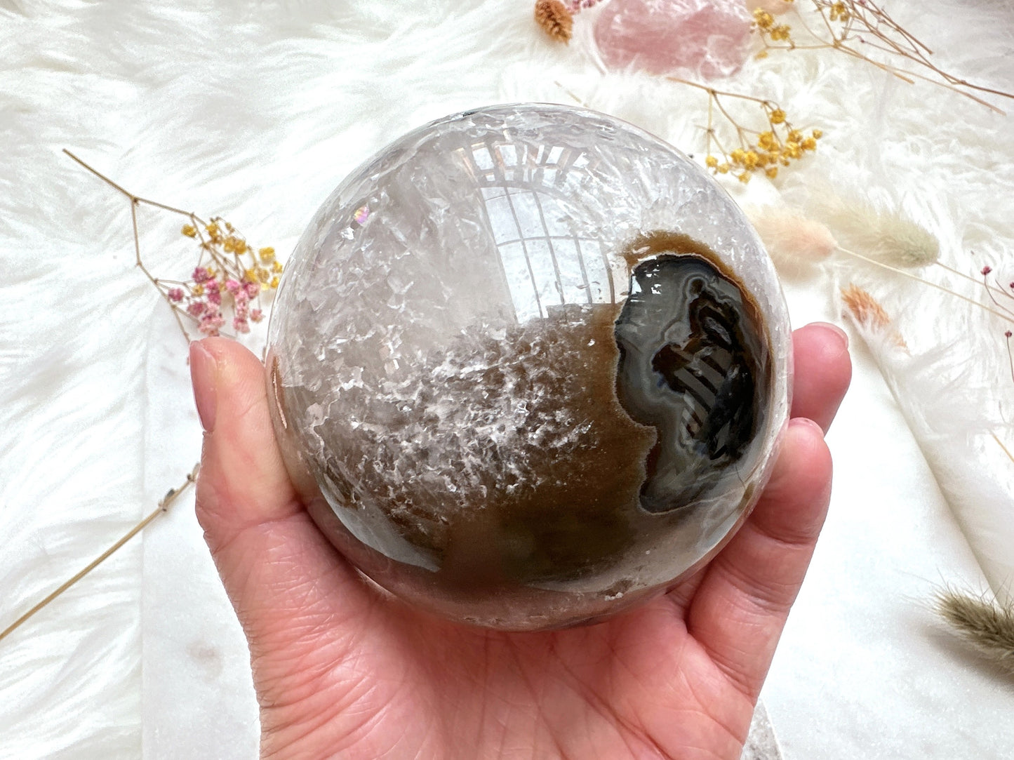 Agate Sphere with Druzy