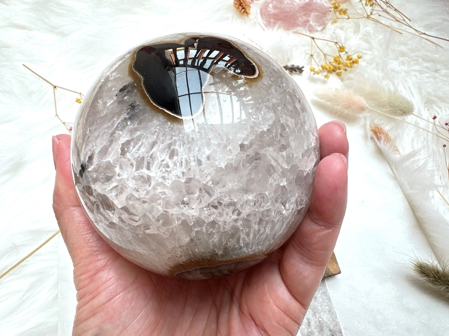 Agate Sphere with Druzy
