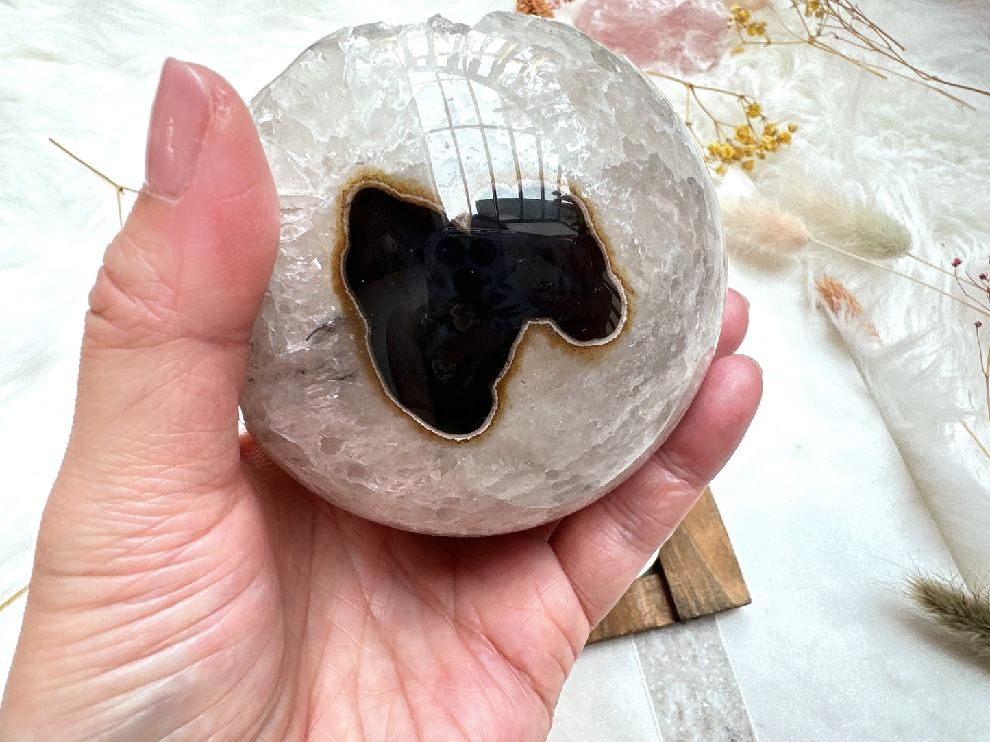 Agate Sphere with Druzy