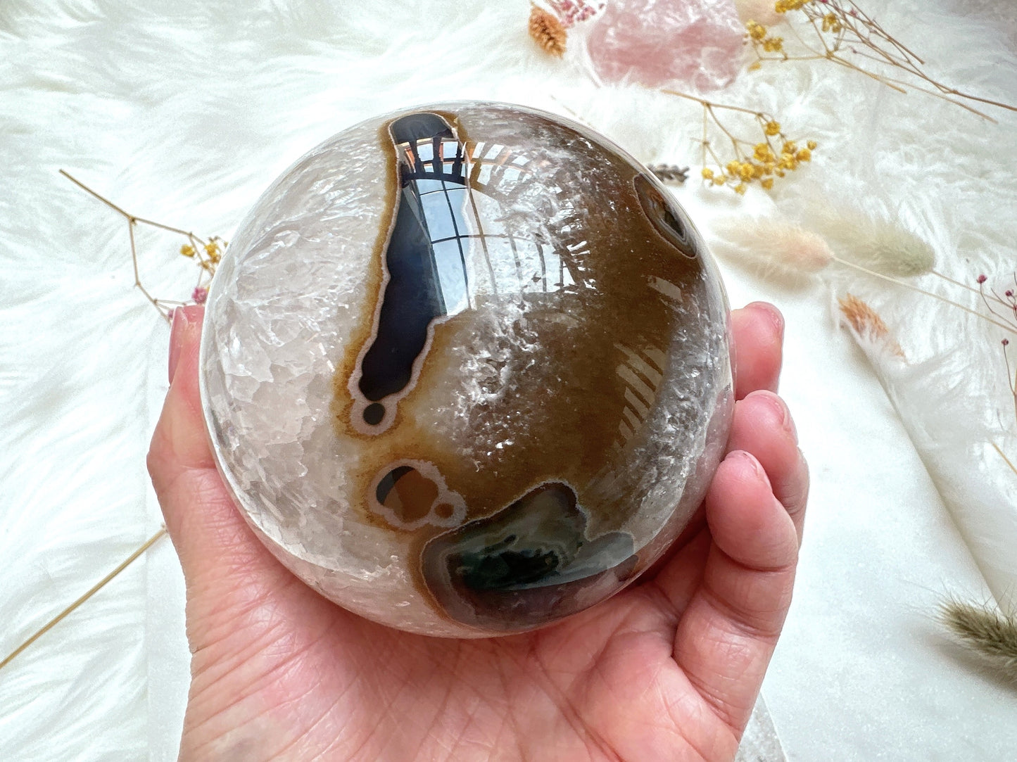 Agate Sphere with Druzy