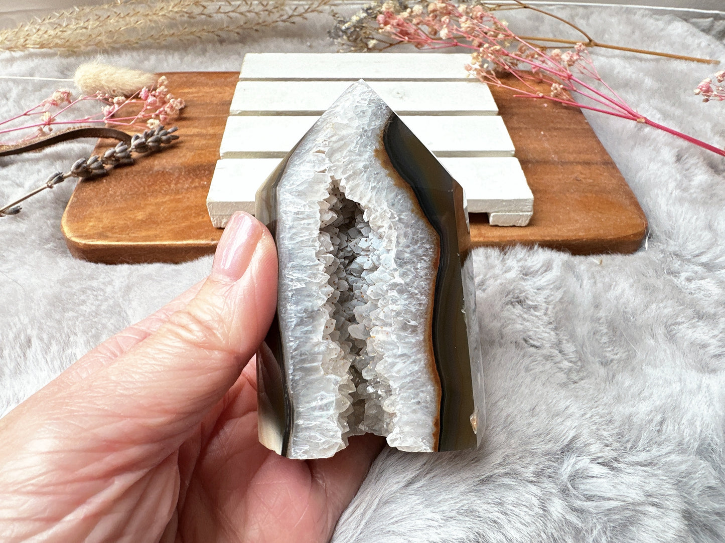 Small Agate Tower with Druzy