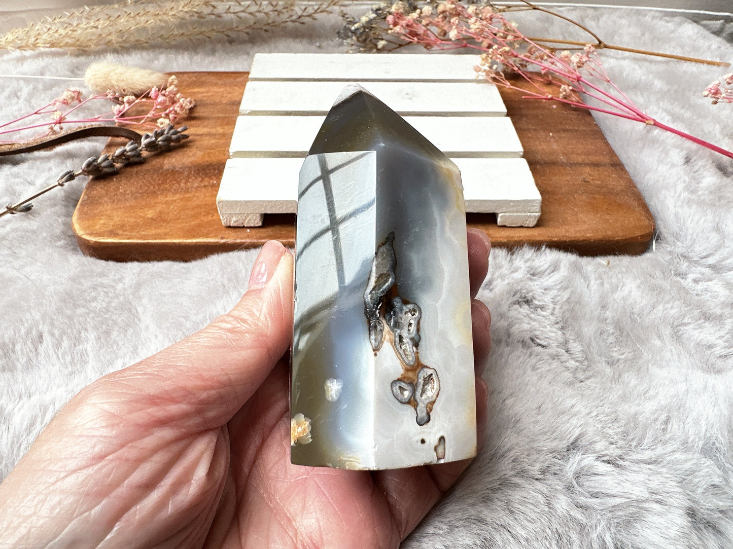 Small Agate Tower with Druzy