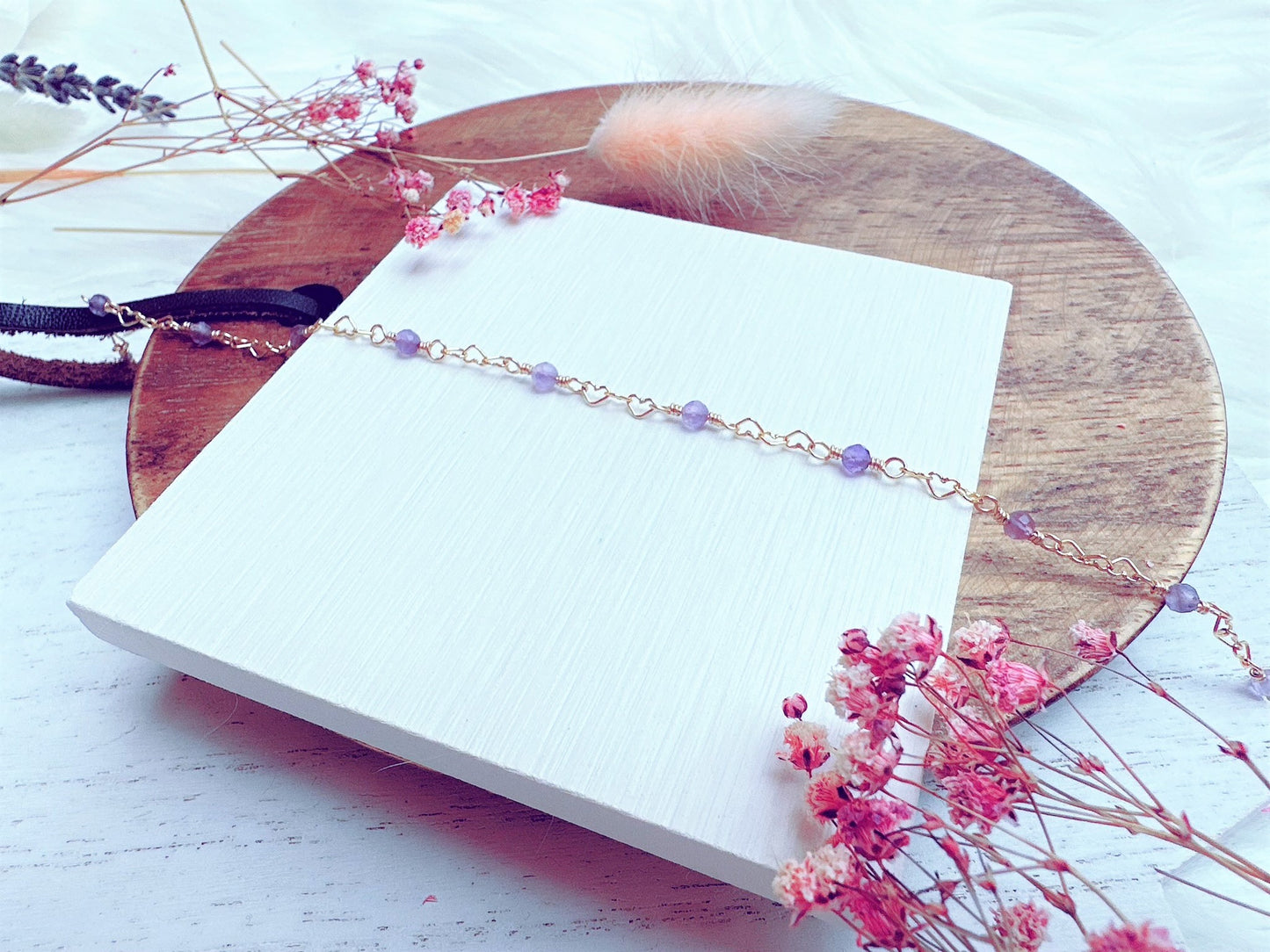 Mini Amethyst Heart Chain Anklet