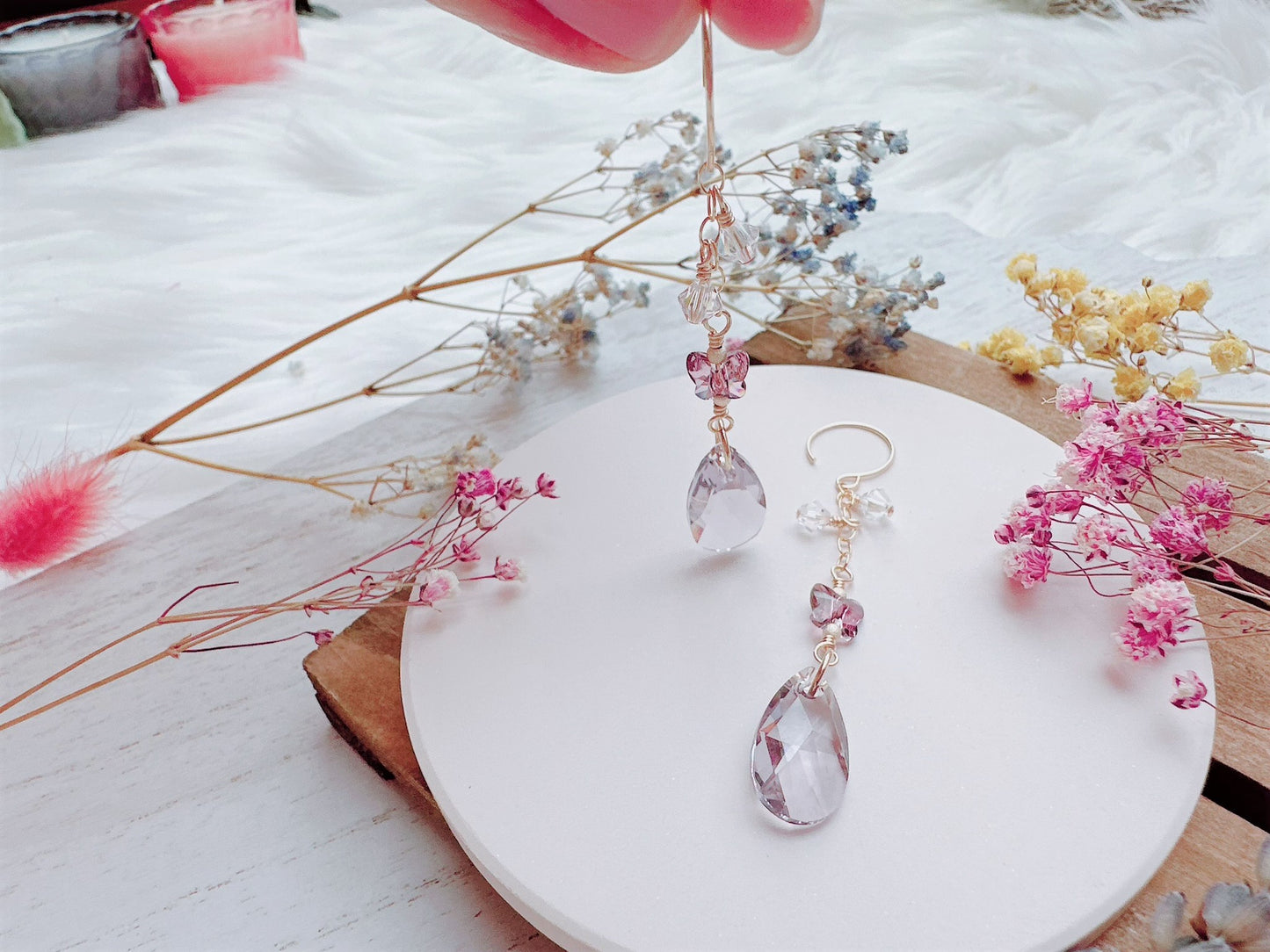 Crystal Butterfly Long Dangle Earrings