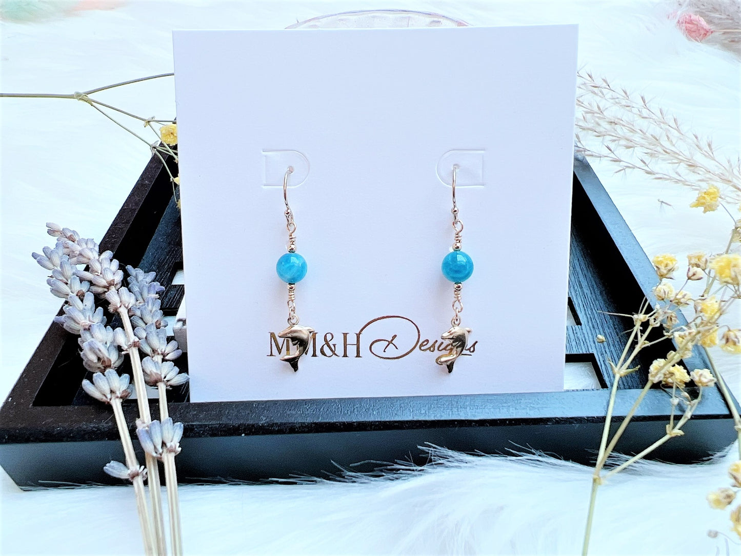 Apatite with Dolphin Charm Earrings