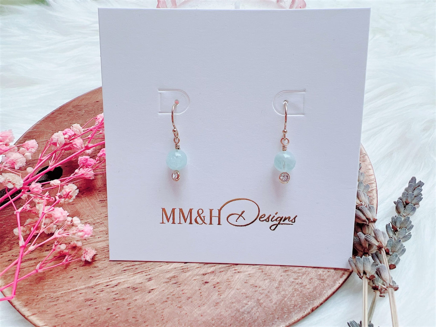 Aquamarine and Cubic Zirconia Earrings