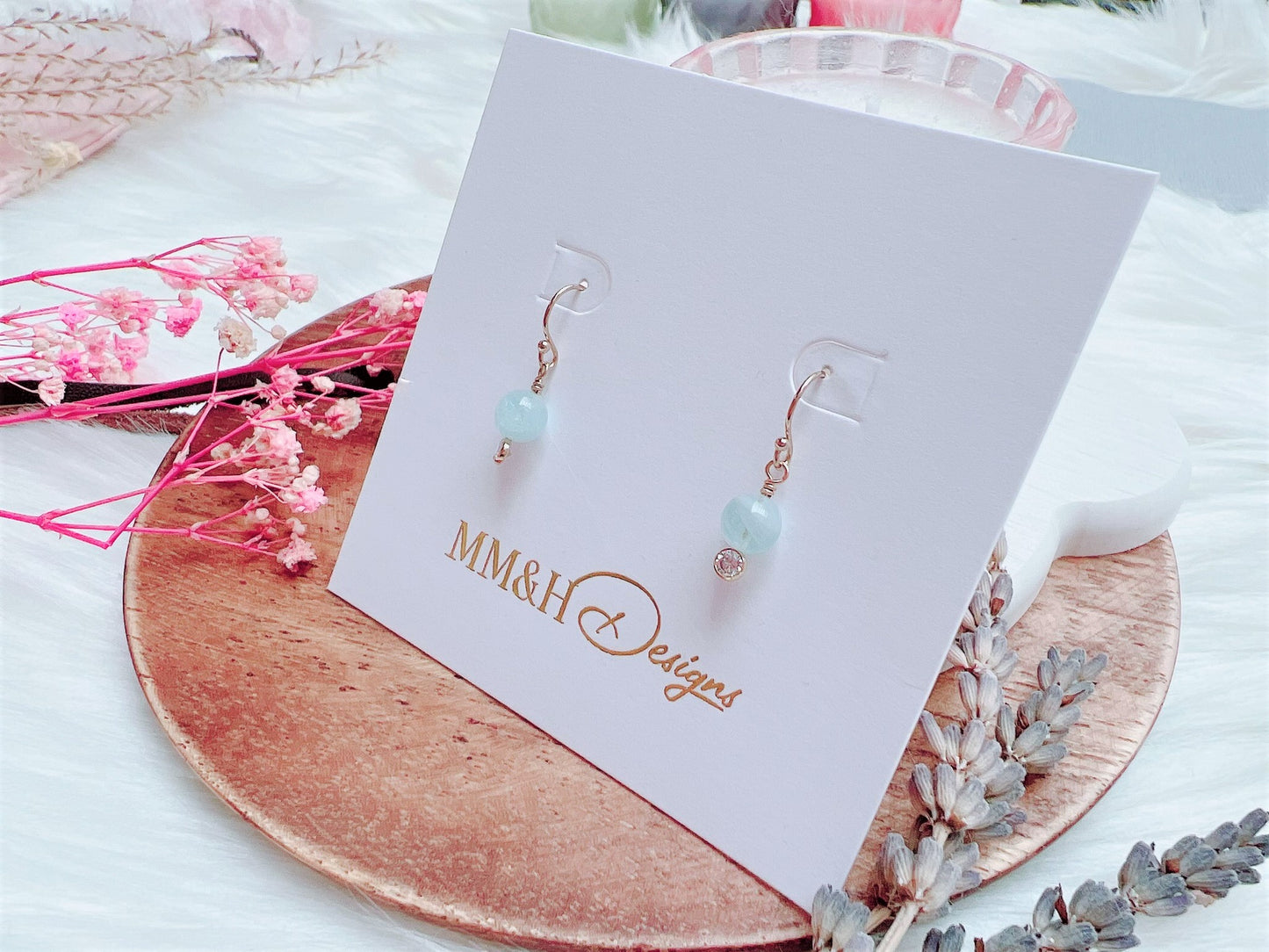 Aquamarine and Cubic Zirconia Earrings