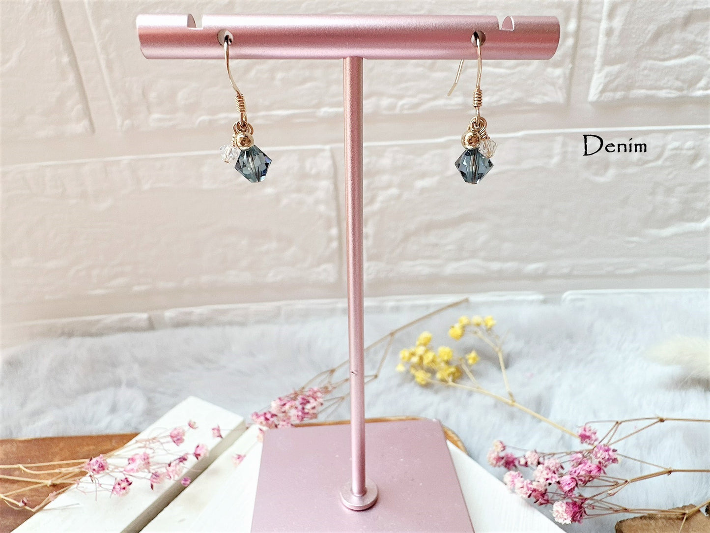 Cute Crystal Earrings with Mini Ball Charm