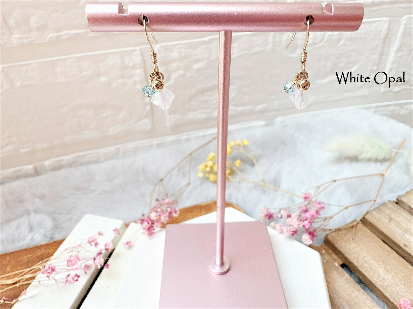 Cute Crystal Earrings with Mini Ball Charm
