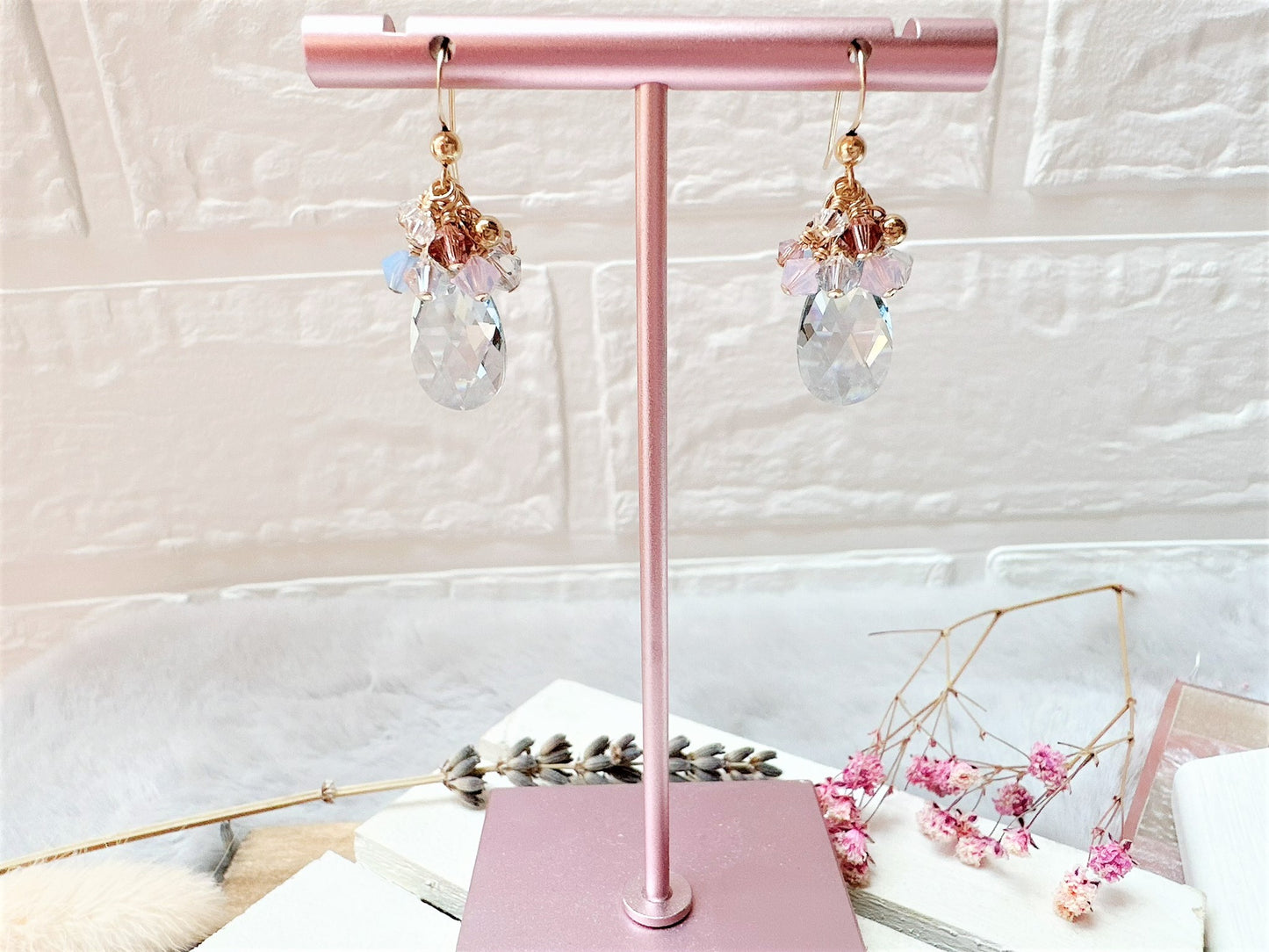 Cute Pear Drop Crystal Cluster Earrings