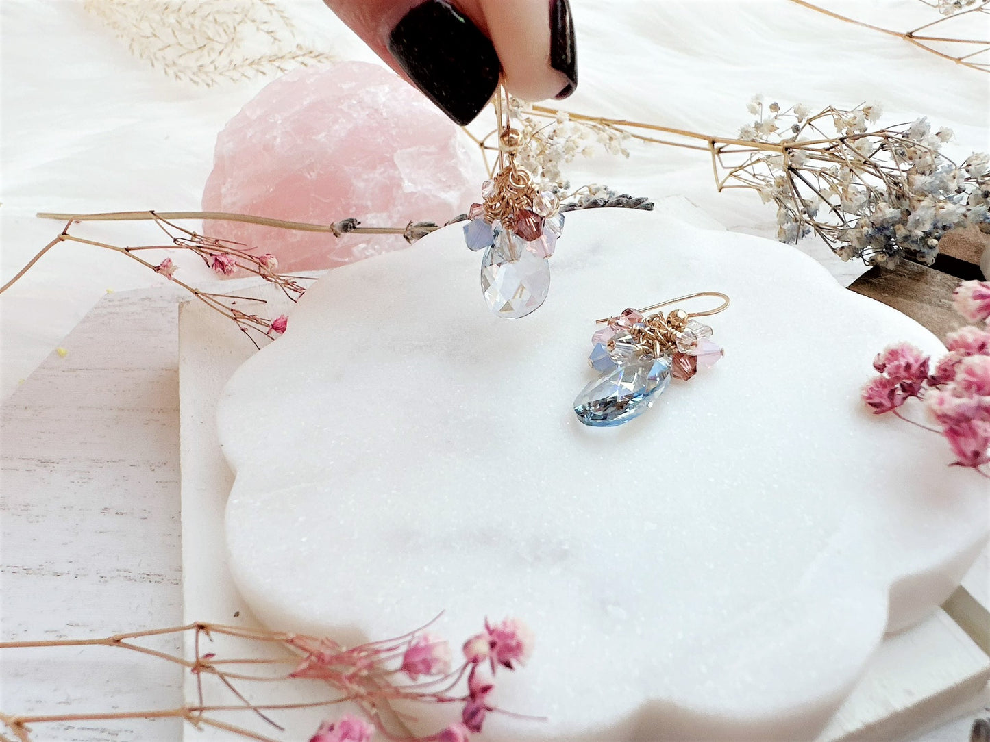 Cute Pear Drop Crystal Cluster Earrings