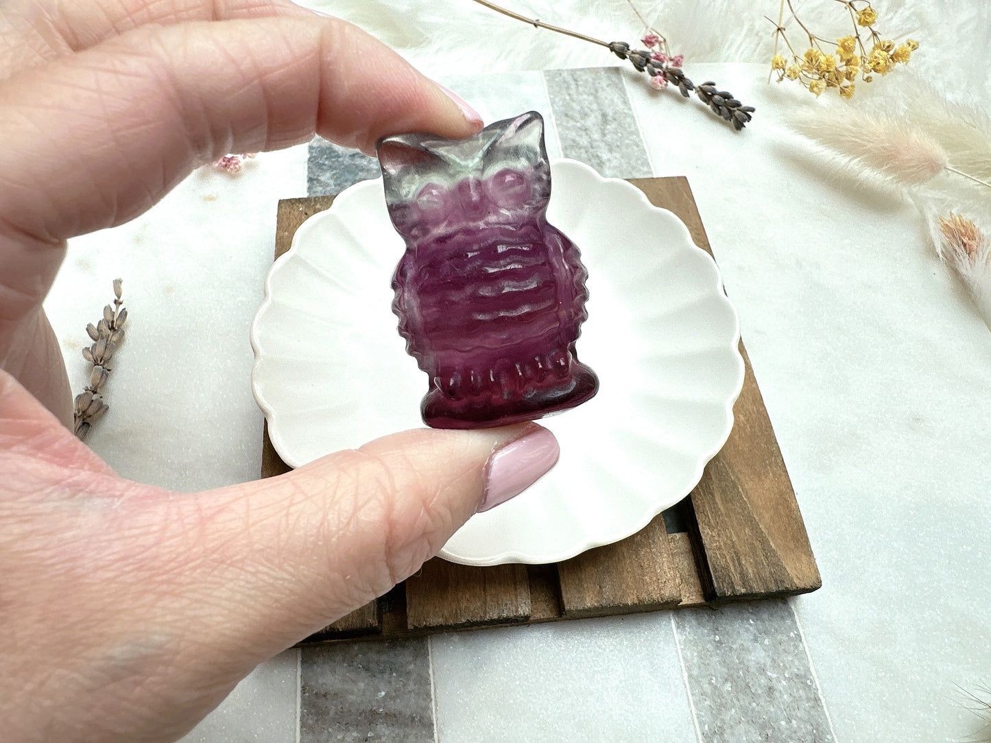 Small Candy Fluorite Owl