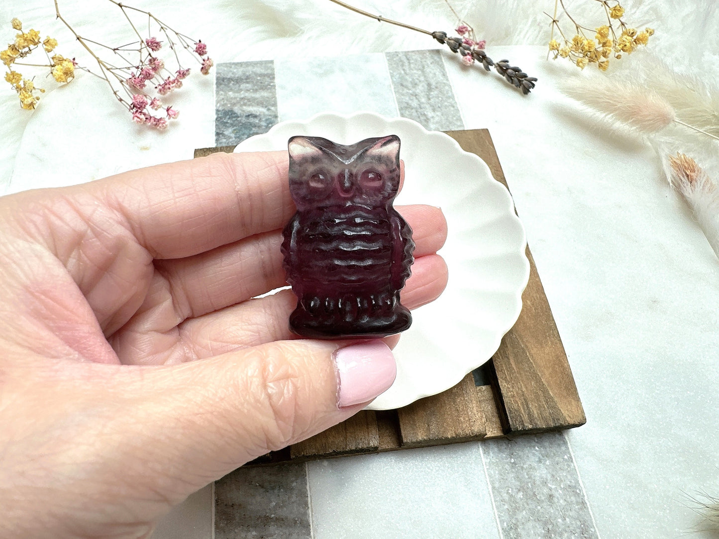Small Candy Fluorite Owl