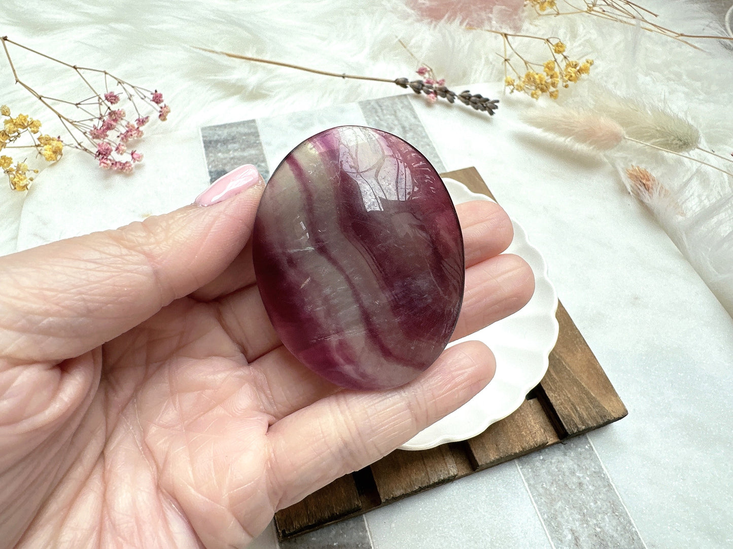 Candy Fluorite Palm Stone