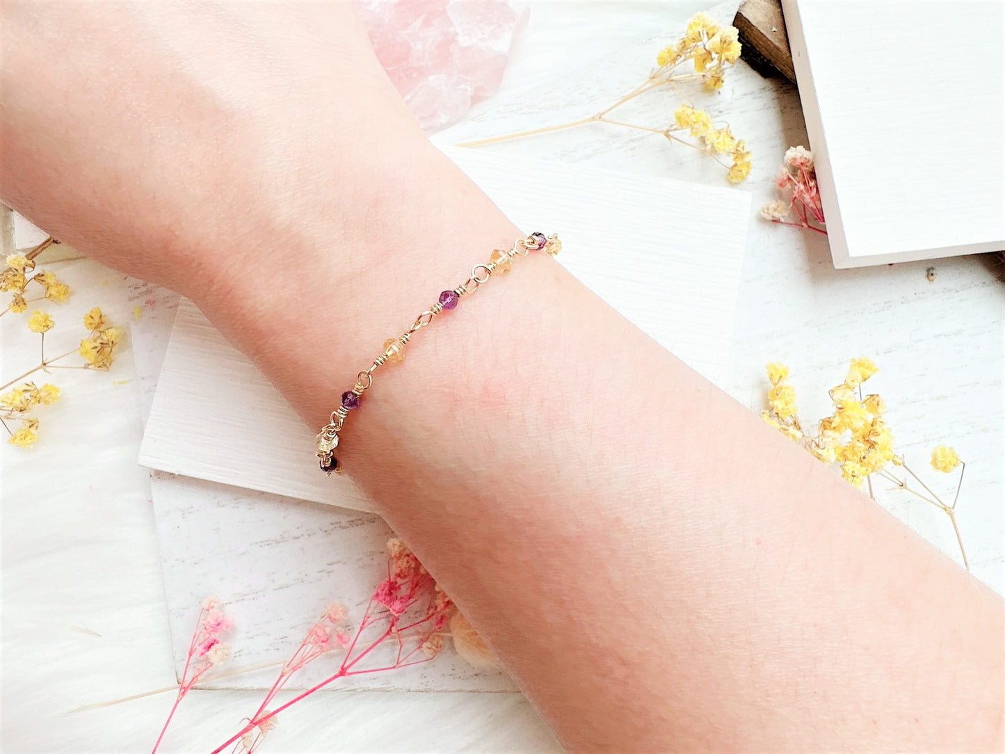 Mini Citrine and Amethyst Bracelet