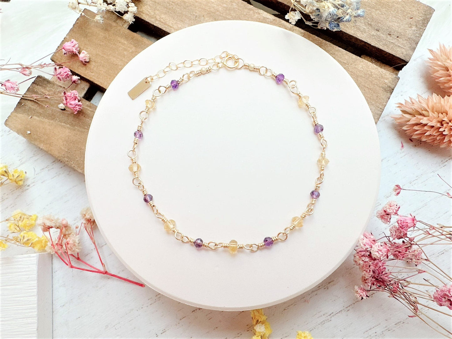 Mini Citrine and Amethyst Bracelet