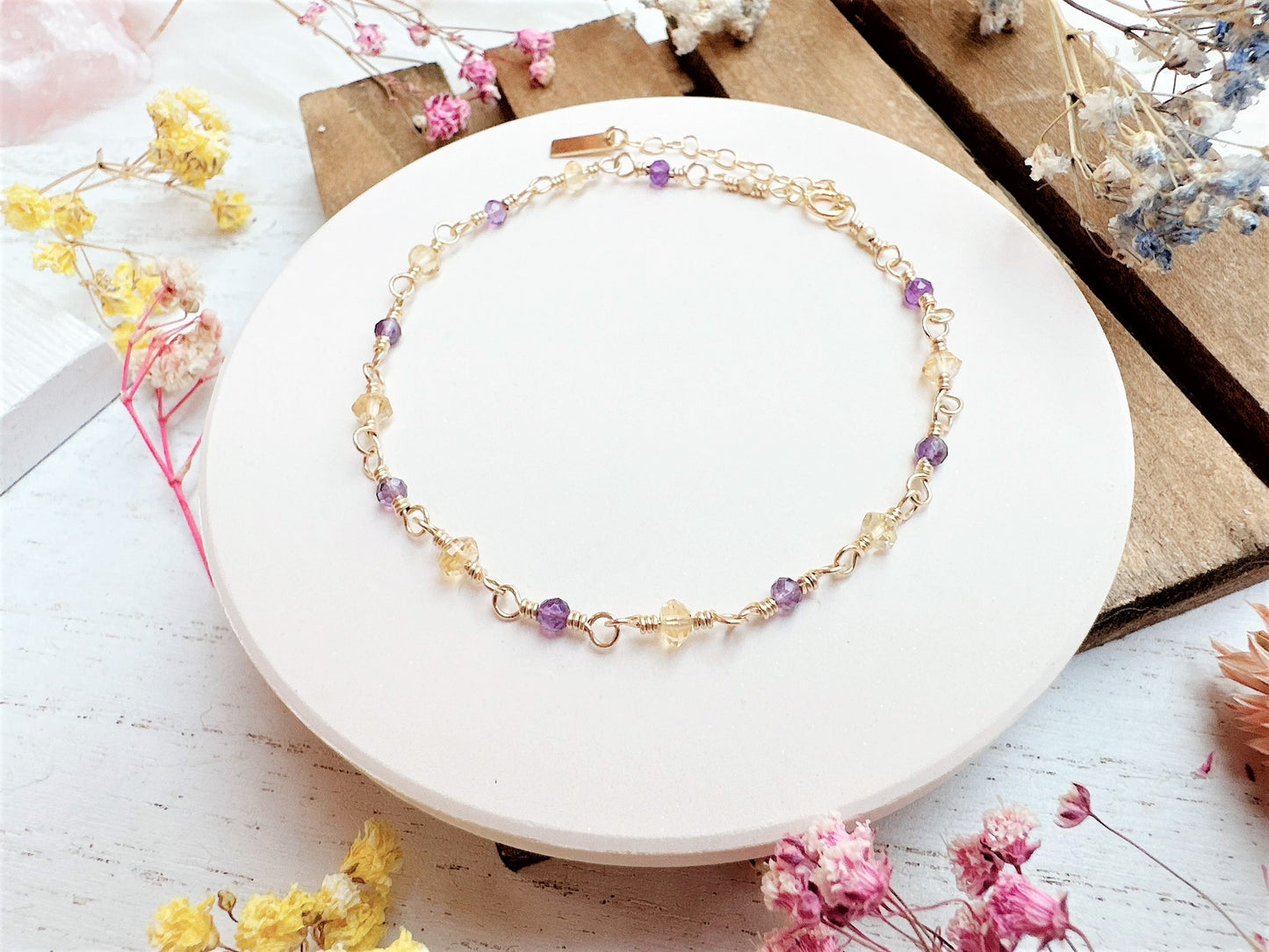 Mini Citrine and Amethyst Bracelet