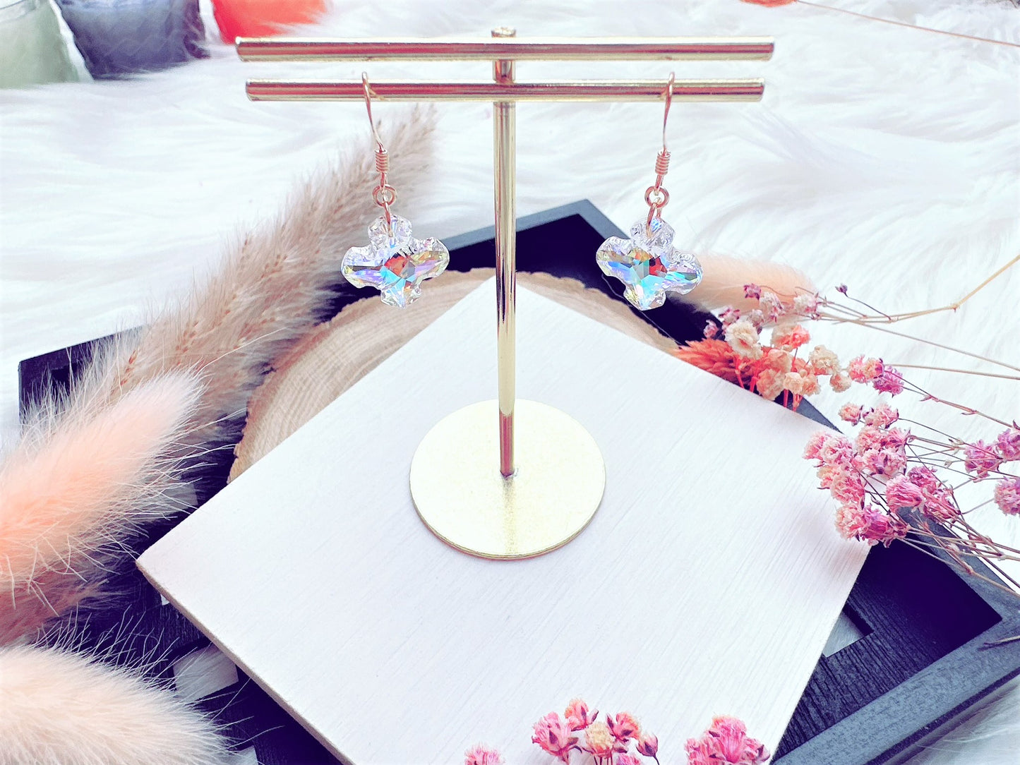 Crystal Cross Earrings