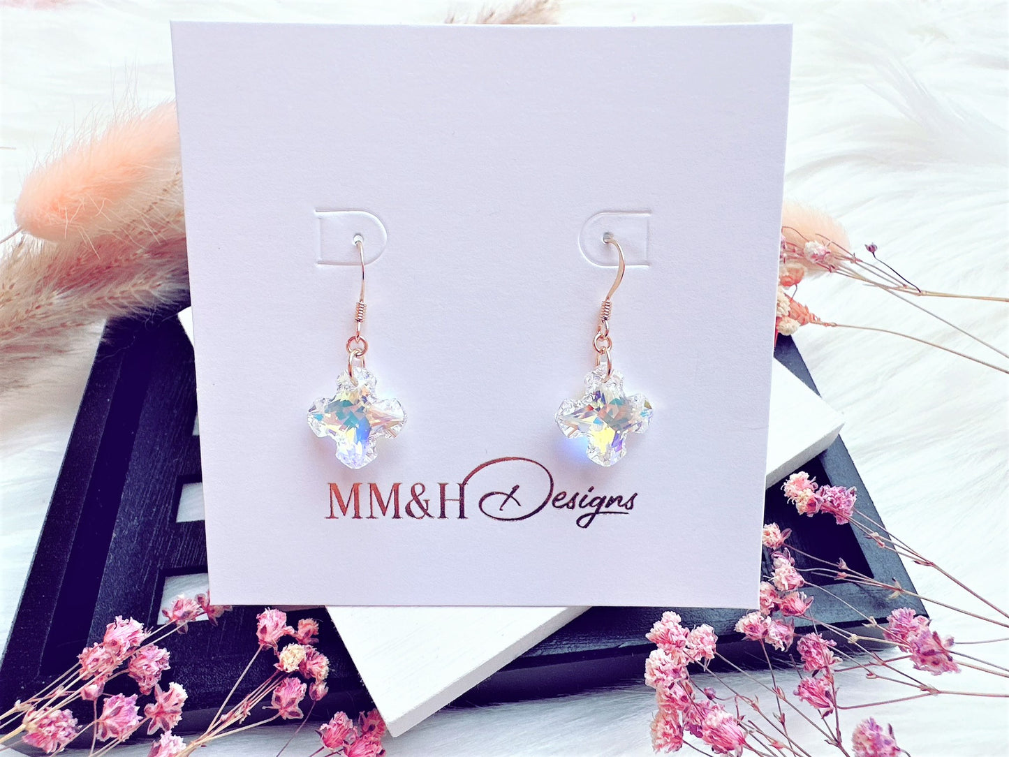 Crystal Cross Earrings