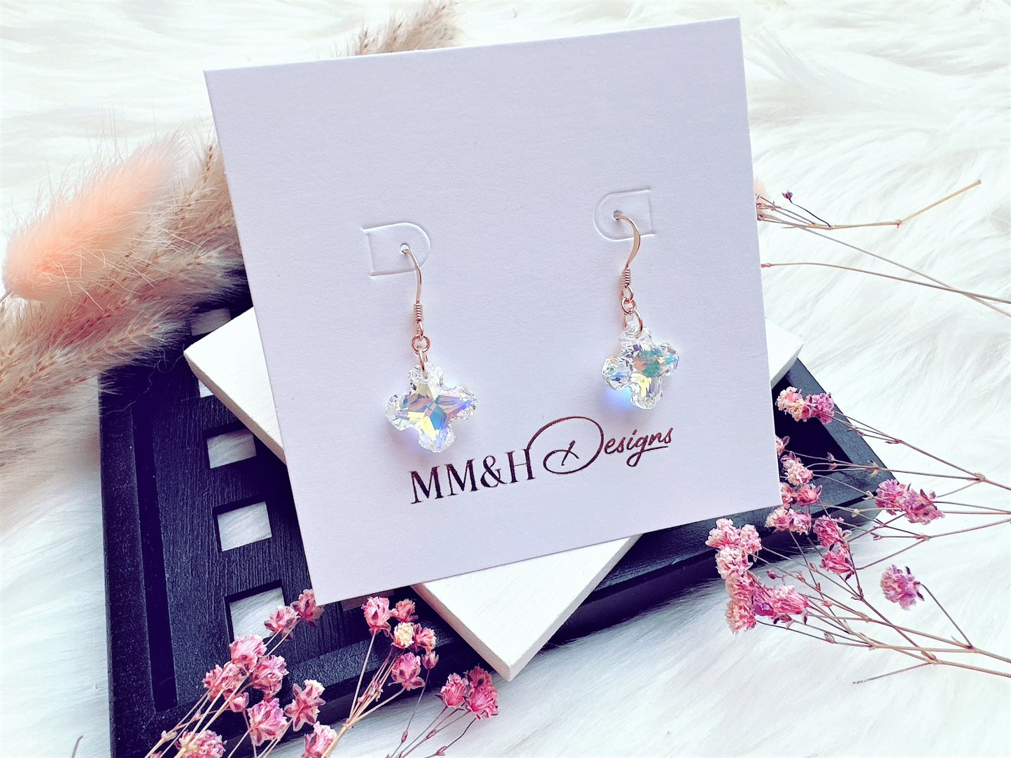 Crystal Cross Earrings
