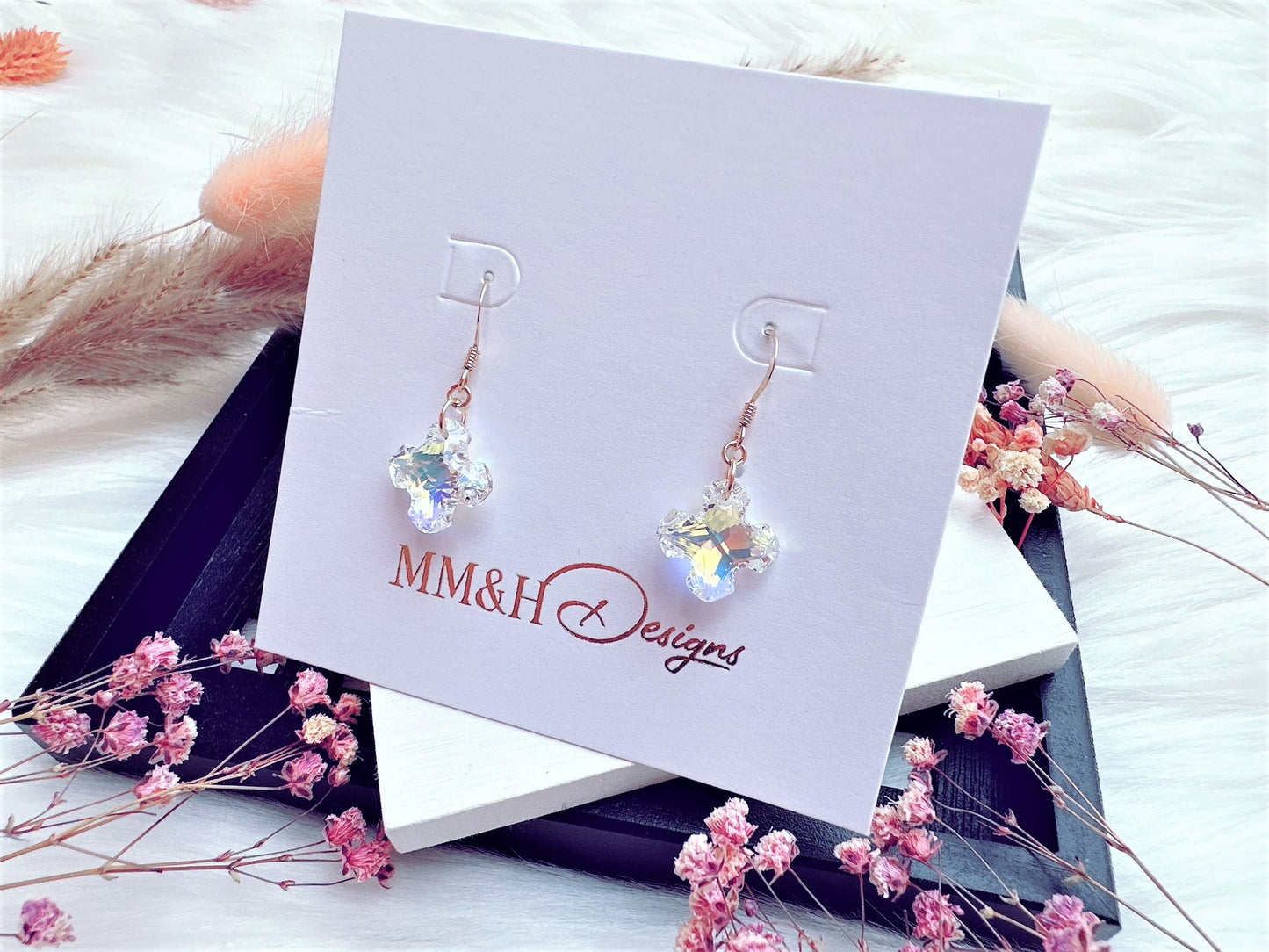 Crystal Cross Earrings