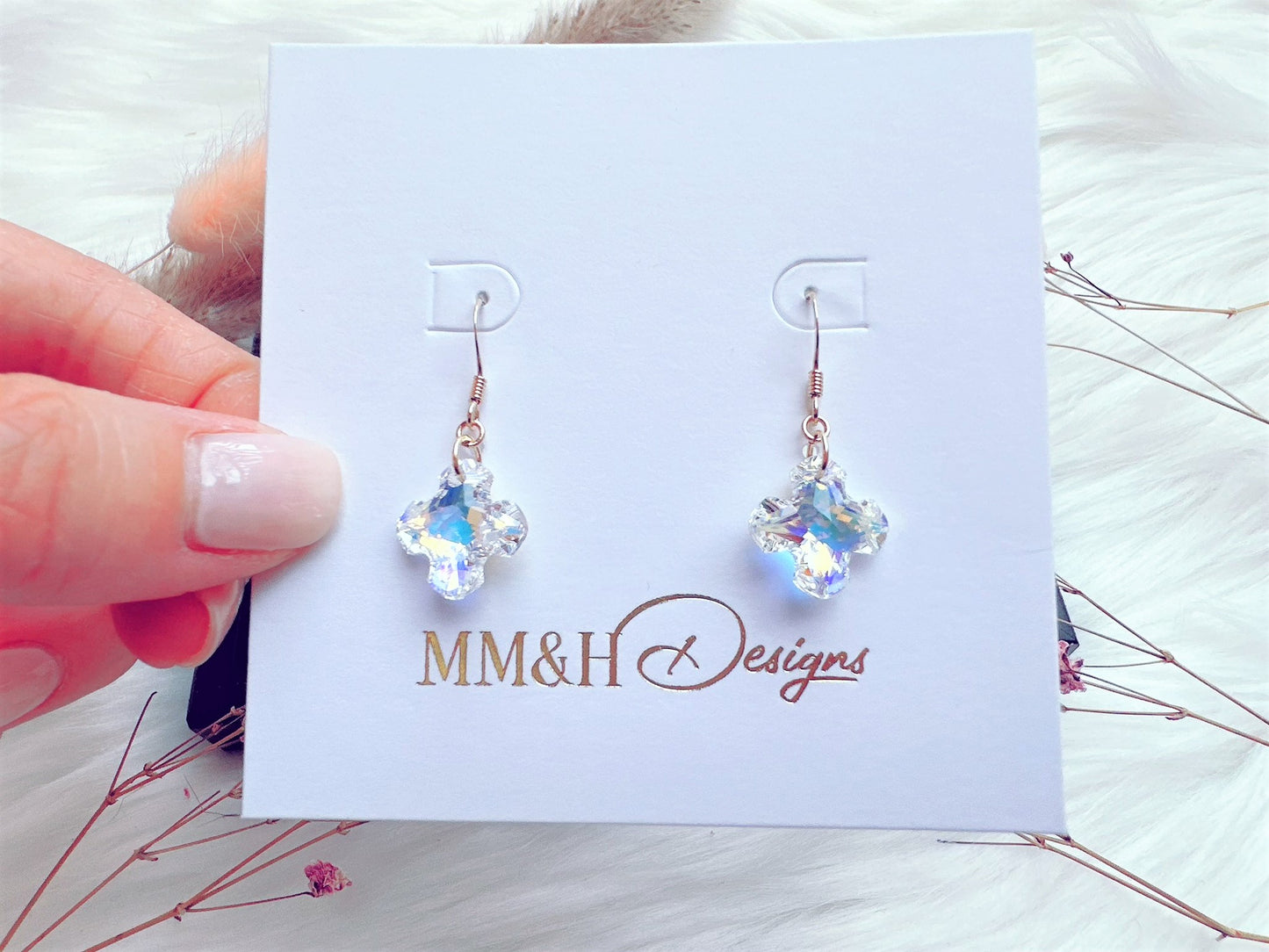 Crystal Cross Earrings