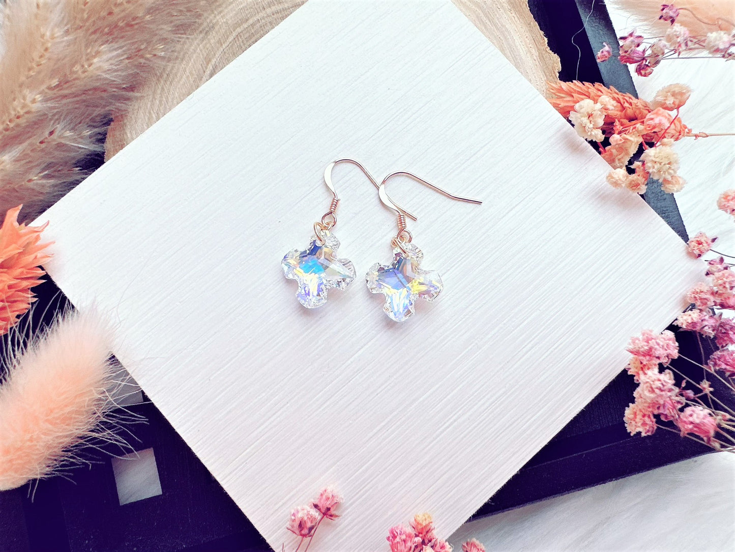 Crystal Cross Earrings