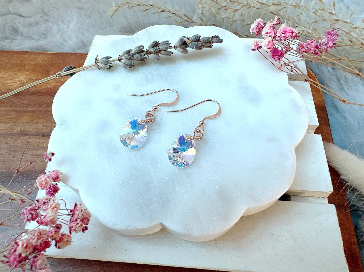 Crystal Pear Drop Rose Gold Earrings