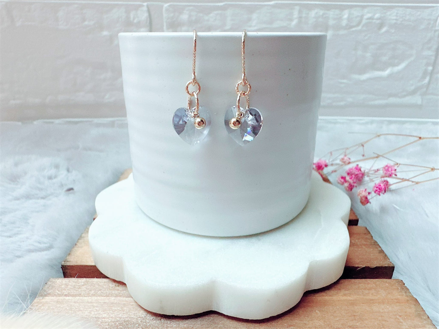 Sparkly Crystal Heart Earrings