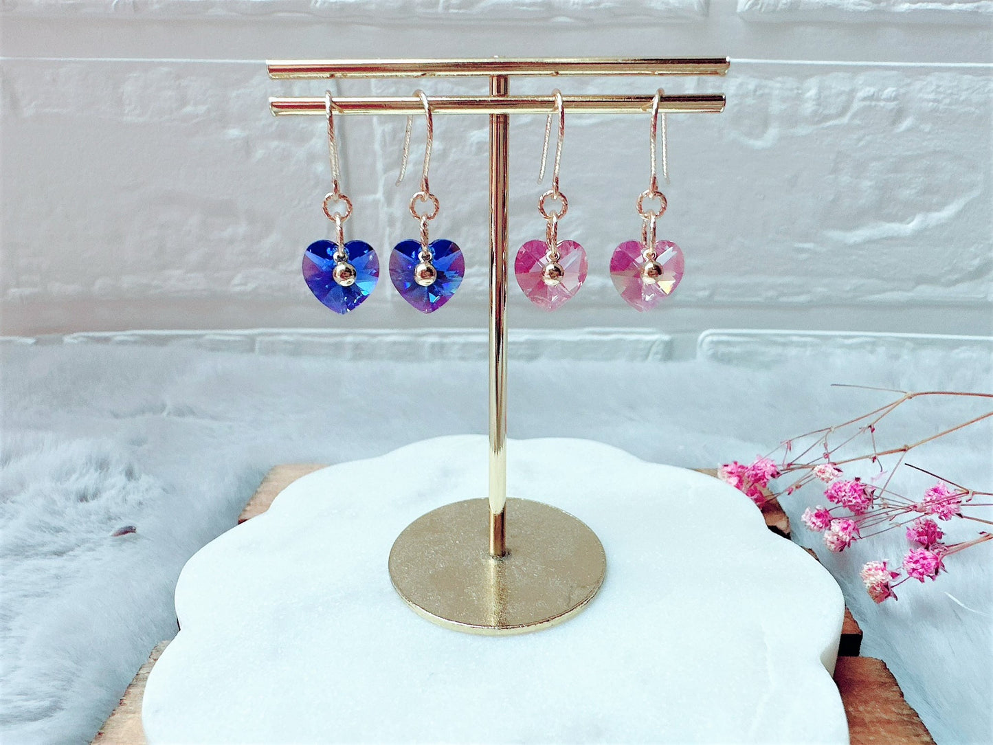 Sparkly Crystal Heart Earrings