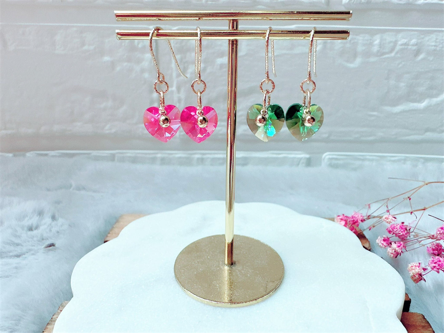 Sparkly Crystal Heart Earrings