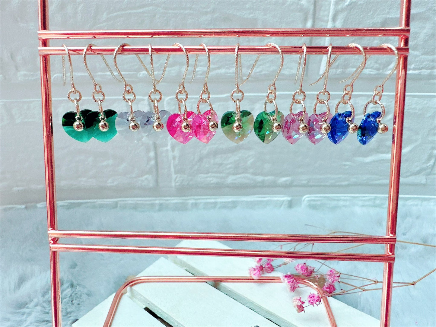 Sparkly Crystal Heart Earrings