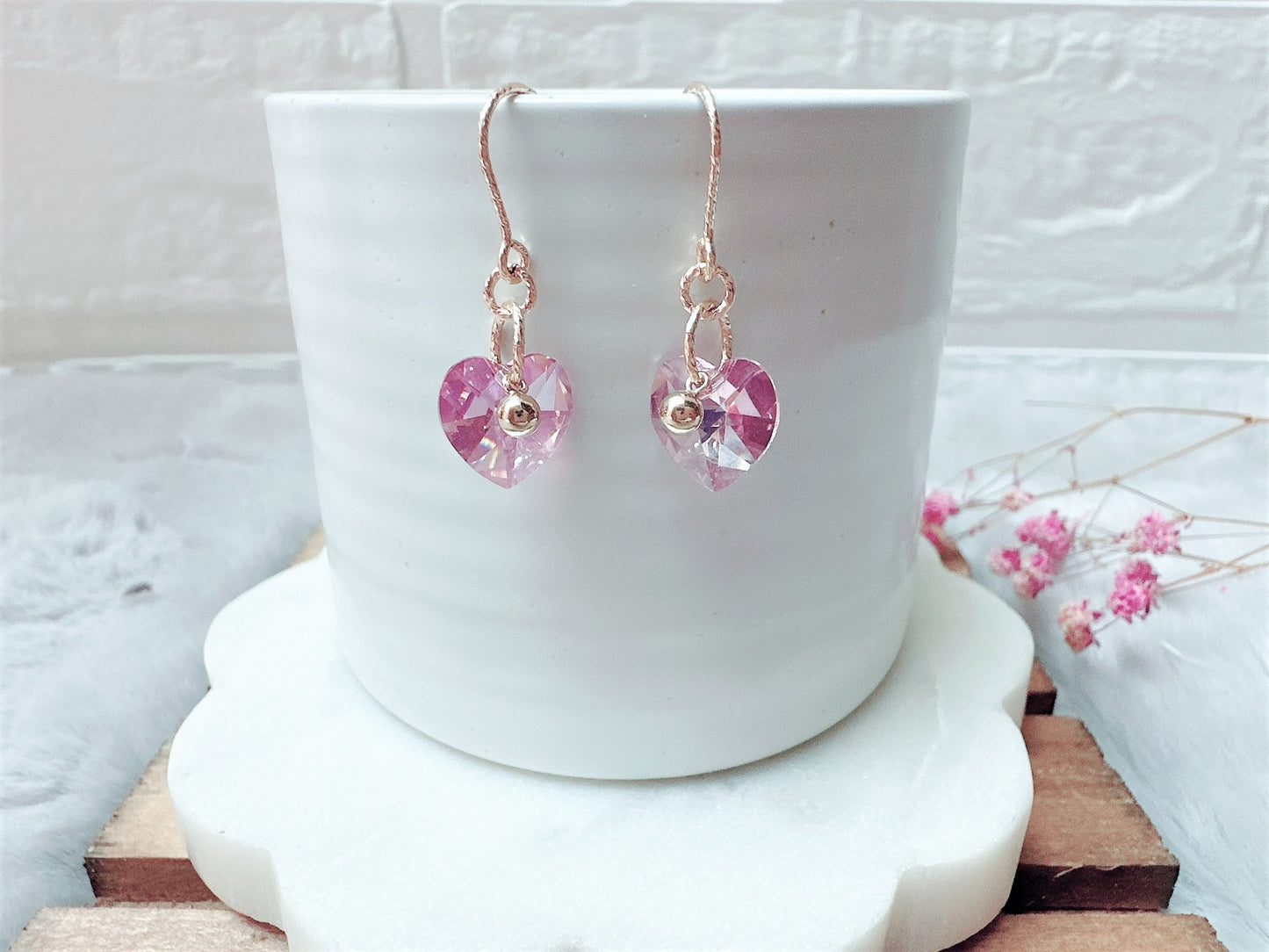 Sparkly Crystal Heart Earrings