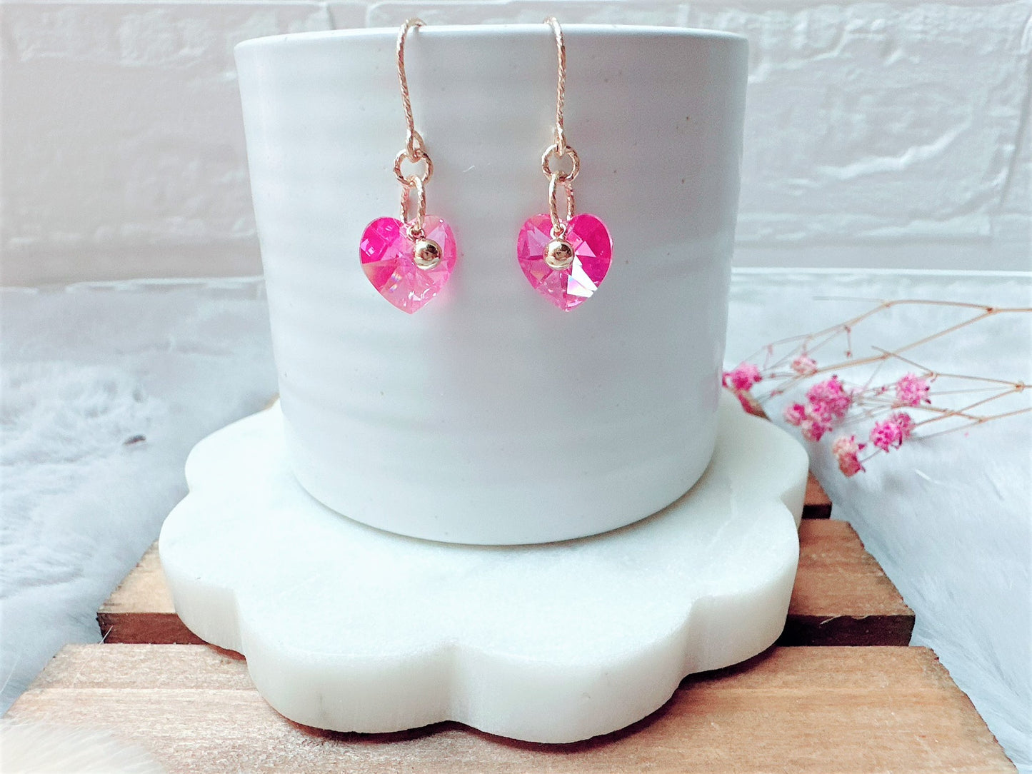 Sparkly Crystal Heart Earrings
