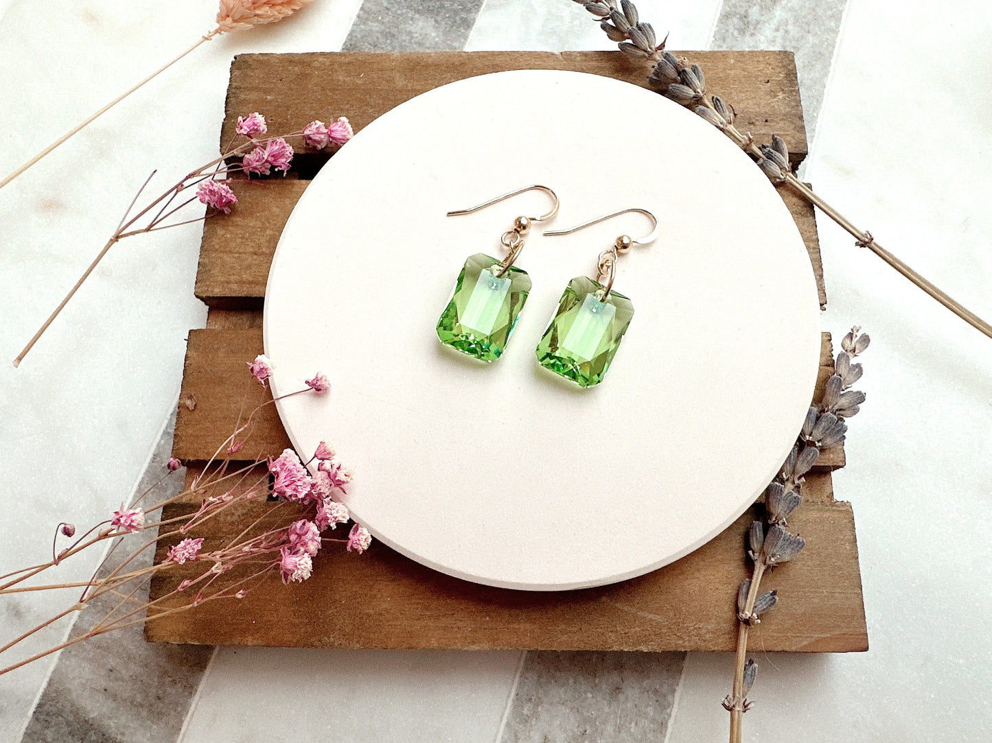 Emerald Cut Crystal Earrings