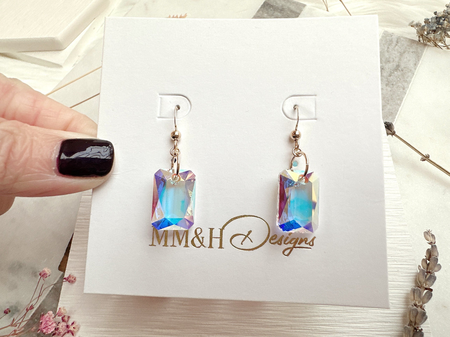 Emerald Cut Crystal Earrings