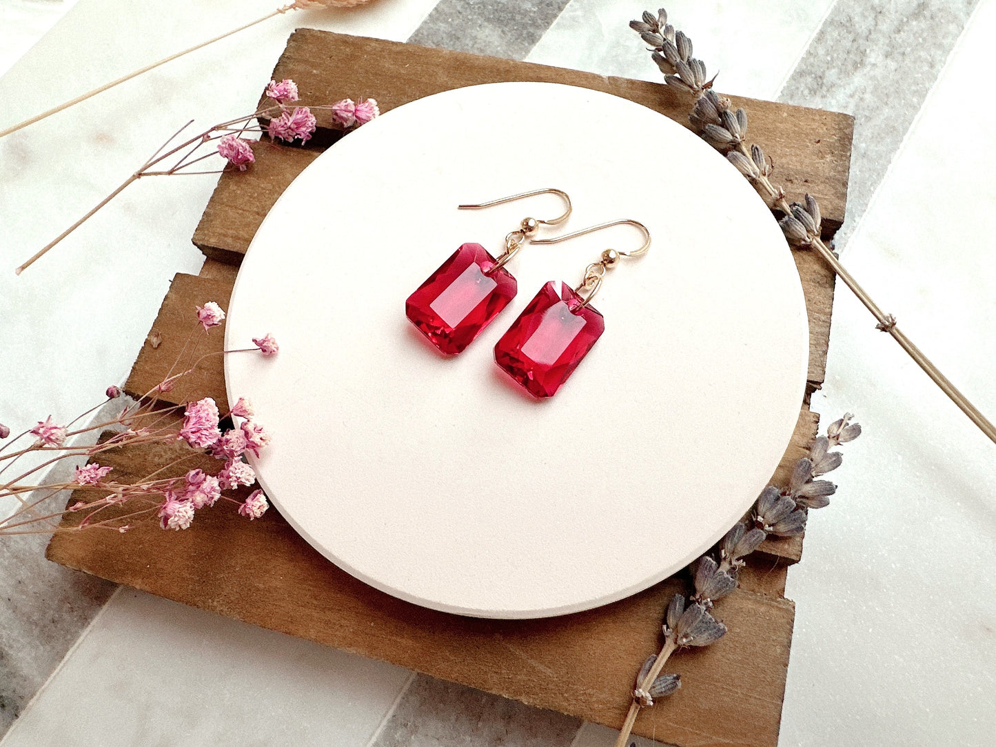 Emerald Cut Crystal Earrings