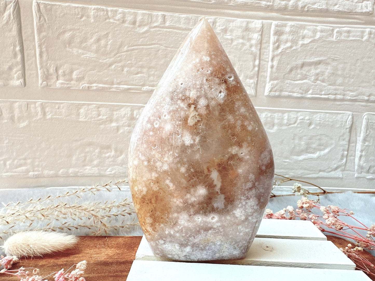 Pink Amethyst with Flower Agate Flame
