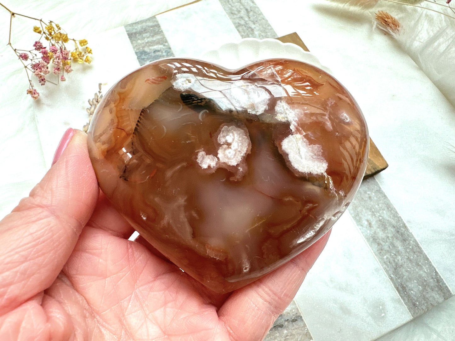 Flower Agate Heart
