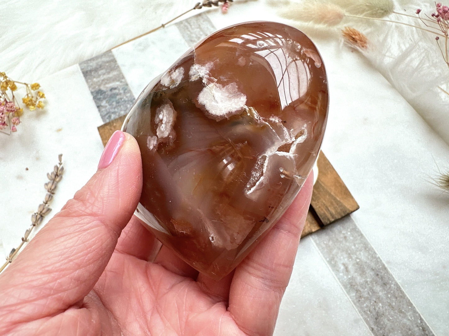 Flower Agate Heart